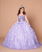 Ballkleid mit 3D-Blumenmuster und langen Ärmeln von Calla SCL30002