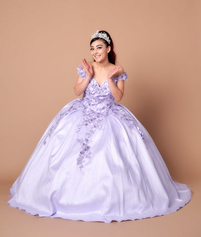 Schulterfreies Ballkleid mit 3D-Blumenmuster von Calla WB21551