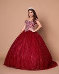 Abito da ballo con stampa glitter e spalle scoperte di Calla WB20509