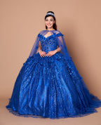 Vestido de baile com estampado floral 3D e ombros à mostra da Calla SCL30001