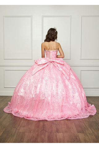 Trägerloses, transparentes Korsett-Ballkleid von Petite Adele PQ1058