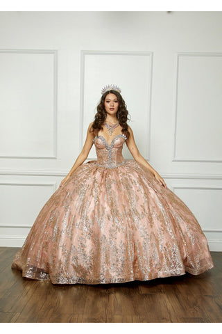 Trägerloses, transparentes Korsett-Ballkleid von Petite Adele PQ1058