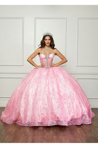 Trägerloses, transparentes Korsett-Ballkleid von Petite Adele PQ1058