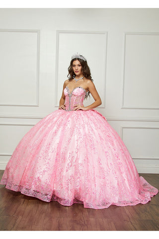 Trägerloses, transparentes Korsett-Ballkleid von Petite Adele PQ1058