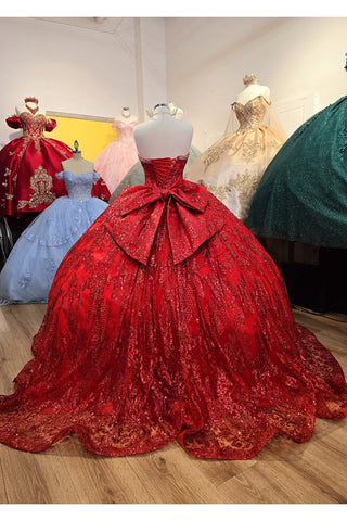 Trägerloses, transparentes Korsett-Ballkleid von Petite Adele PQ1058