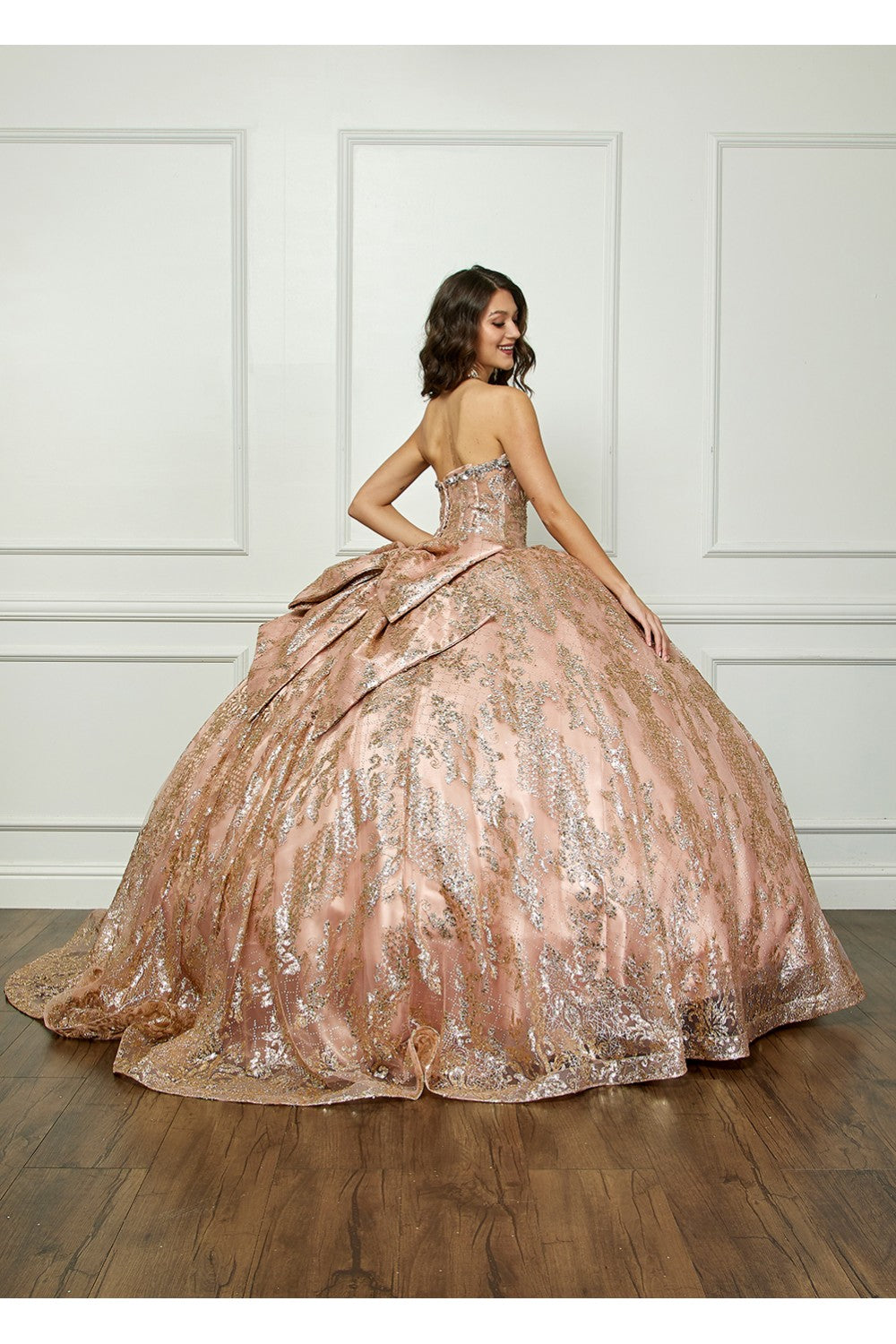 Strapless Sheer Corset Ball Gown by Petite Adele PQ1058