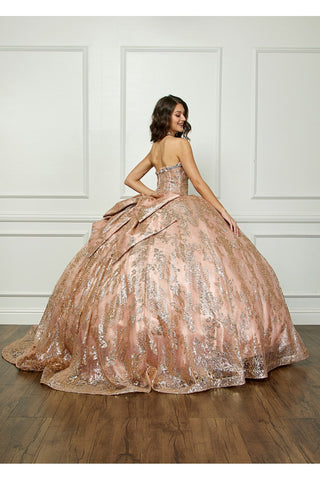 Trägerloses, transparentes Korsett-Ballkleid von Petite Adele PQ1058