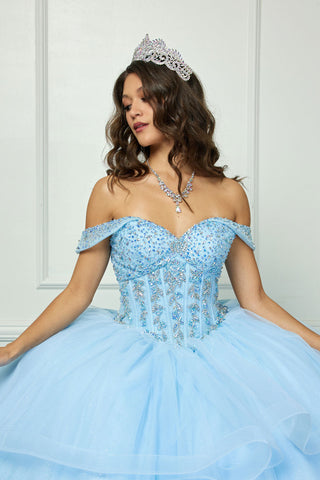 Schulterfreies Ballkleid mit Schleife von Petite Adele PQ1063