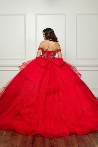 Schulterfreies Ballkleid mit Schleife von Petite Adele PQ1063