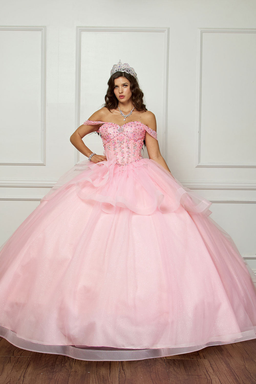 Off Shoulder Bow Ball Gown by Petite Adele PQ1063