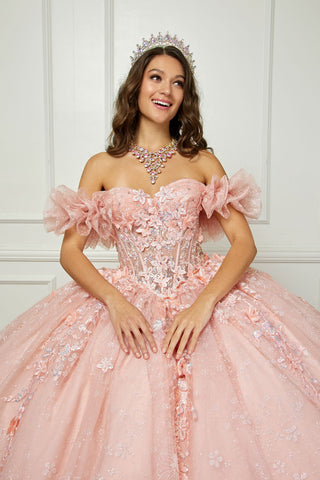 3D-Blumen-Ballkleid mit Herzausschnitt von Petite Adele PQ1064