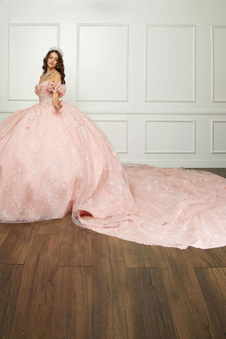 3D-Blumen-Ballkleid mit Herzausschnitt von Petite Adele PQ1064