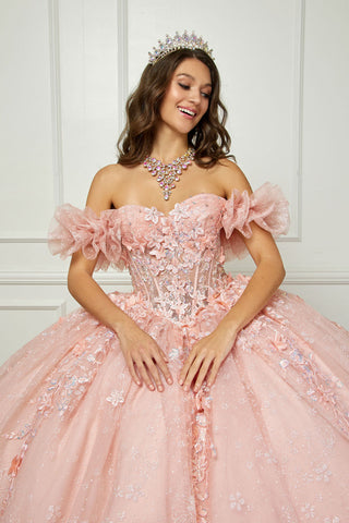 3D-Blumen-Ballkleid mit Herzausschnitt von Petite Adele PQ1064