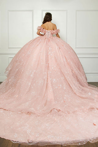 3D-Blumen-Ballkleid mit Herzausschnitt von Petite Adele PQ1064