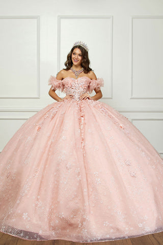 3D-Blumen-Ballkleid mit Herzausschnitt von Petite Adele PQ1064