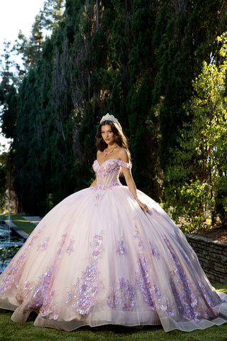 Schulterfreies Ballkleid mit Blumenmuster von Petite Adele PQ1073