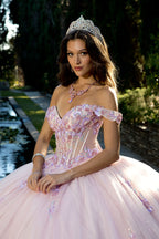 Floral Off Shoulder Ball Gown by Petite Adele PQ1073