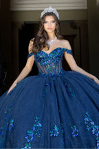Floral Off Shoulder Ball Gown by Petite Adele PQ1073