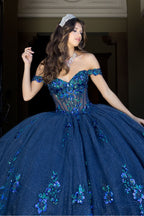 Floral Off Shoulder Ball Gown by Petite Adele PQ1073