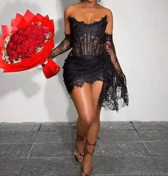 Sexy Schwarzes Homecoming-Kleid Schwarzes Cocktailkleid Y4223