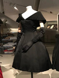 Vestido retro negro de línea A para el baile de bienvenida Vestido negro de fiesta Y2438