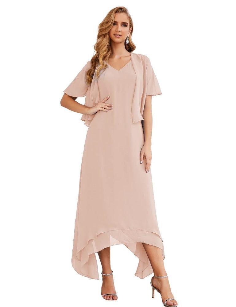 Vestidos de chiffon plus size para mãe da noiva com casaco e vestidos de cerimónia para casamento SEA28073 