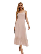 Numbersea Spaghetti-Träger Chiffon Brautjungfernkleid Knöchellänge Formell A-Linie Cocktail Party Homecoming-Kleid für Juniorinnen SEA28028