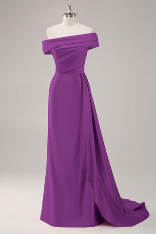 Lilac Sheath One Shoulder Long Formal Dress with Streamer