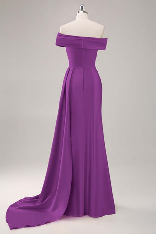 Lilac Sheath One Shoulder Long Formal Dress with Streamer