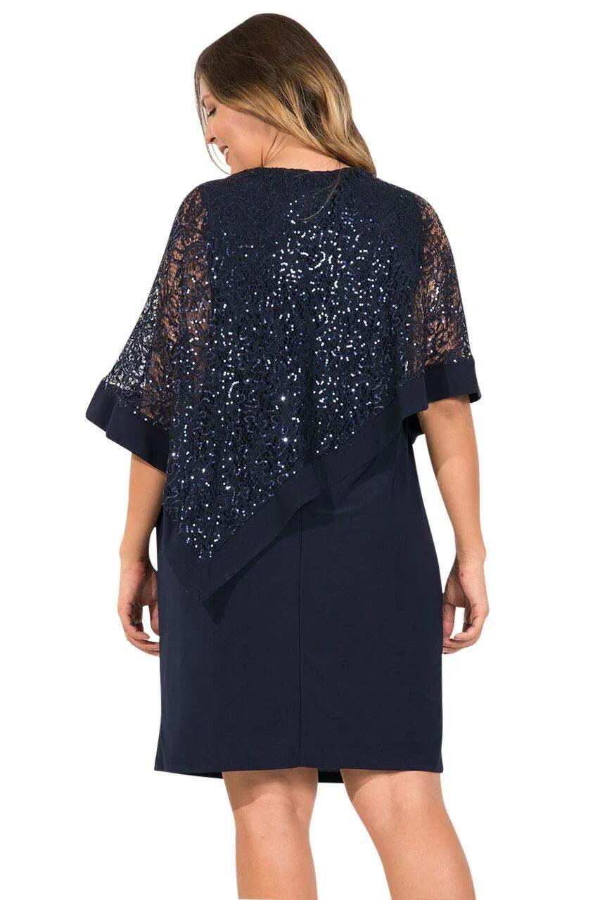 Vestido de festa plus size com decote redondo e duas peças, para convidada de casamento, vestidos para mãe da noiva
