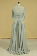 Vestidos de mãe da noiva plus size com folhos em chiffon e comprimento até ao chão