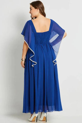 Kleider für die Brautmutter, Polyester, Übergröße, V-Ausschnitt, A-Linie, knöchellang