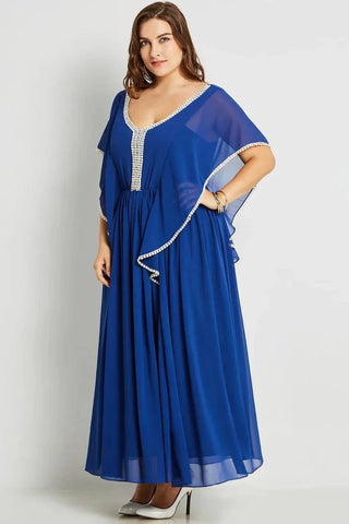 Kleider für die Brautmutter, Polyester, Übergröße, V-Ausschnitt, A-Linie, knöchellang