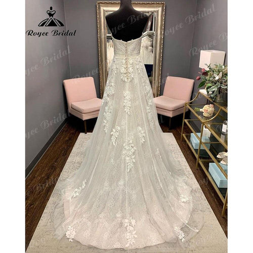 NumberSea Principessa Applicazioni di Pizzo A Linea Boho Scollatura a Cuore Rosa Pallido Abito da Sposa 2025 Abiti da Sposa Nuziali Vintage vestito da sposa Sexy
