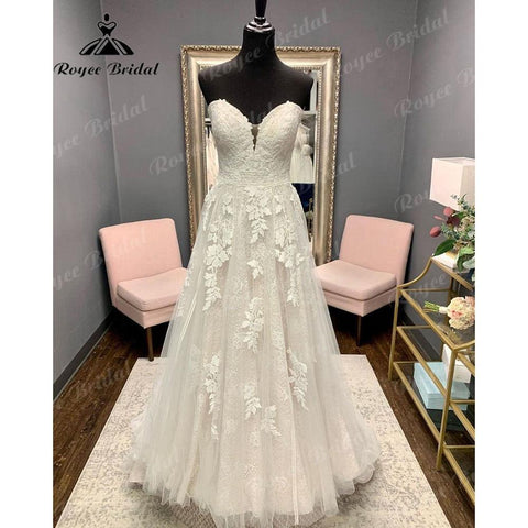 NumberSea Prinzessin Spitze Appliques A-linie Boho Liebsten Erröten Rosa Hochzeit Kleid 2025 Vintage Hochzeit Brautkleider vestido de noiva Sexy