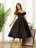 Heimkehrkleider Off-the-Shoulder Tea-Length-Kleider SYH61