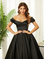 Heimkehrkleider Off-the-Shoulder Tea-Length-Kleider SYH61