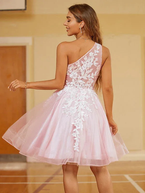 Tüll-Heimkehrkleider Ein Schulter Kurzes Promkleid SYH48