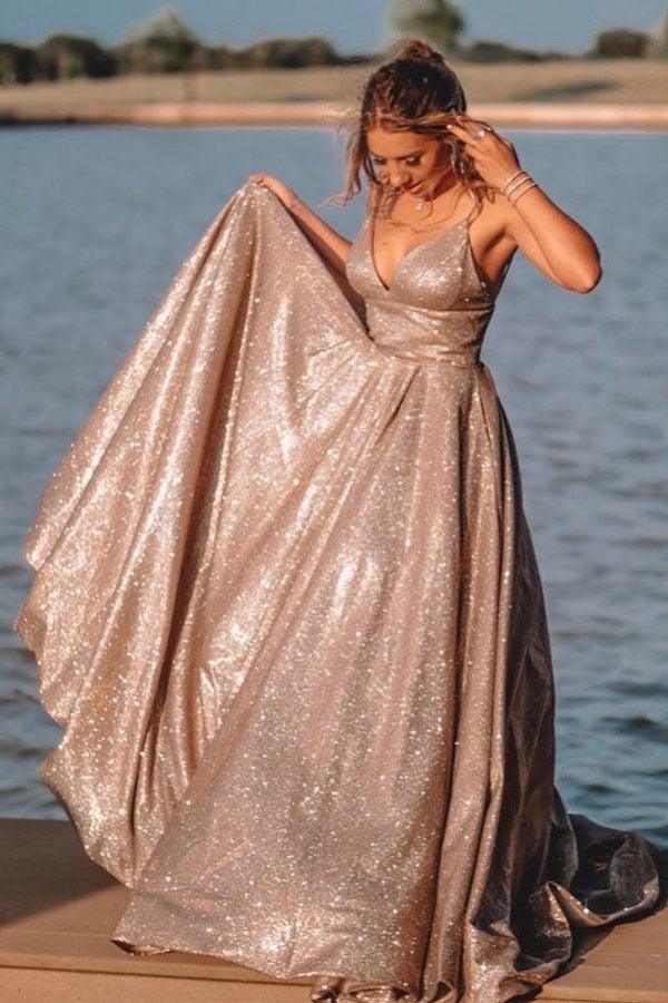 Vestido de festa roxo de alças finas e sem mangas, com bolsos, PSK042