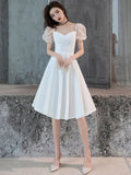 Robe de bal courte en satin blanc Robe de bal blanc pour le retour au lycée Y2423