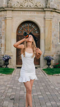 Vestido de Finalistas Branco com Alças Finas Vestido de Baile de Finalistas Branco Y2986
