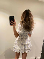 Vestido Floral de Escote en V Profundo Vestido Línea A Lindo para el Baile de Bienvenida Y2317