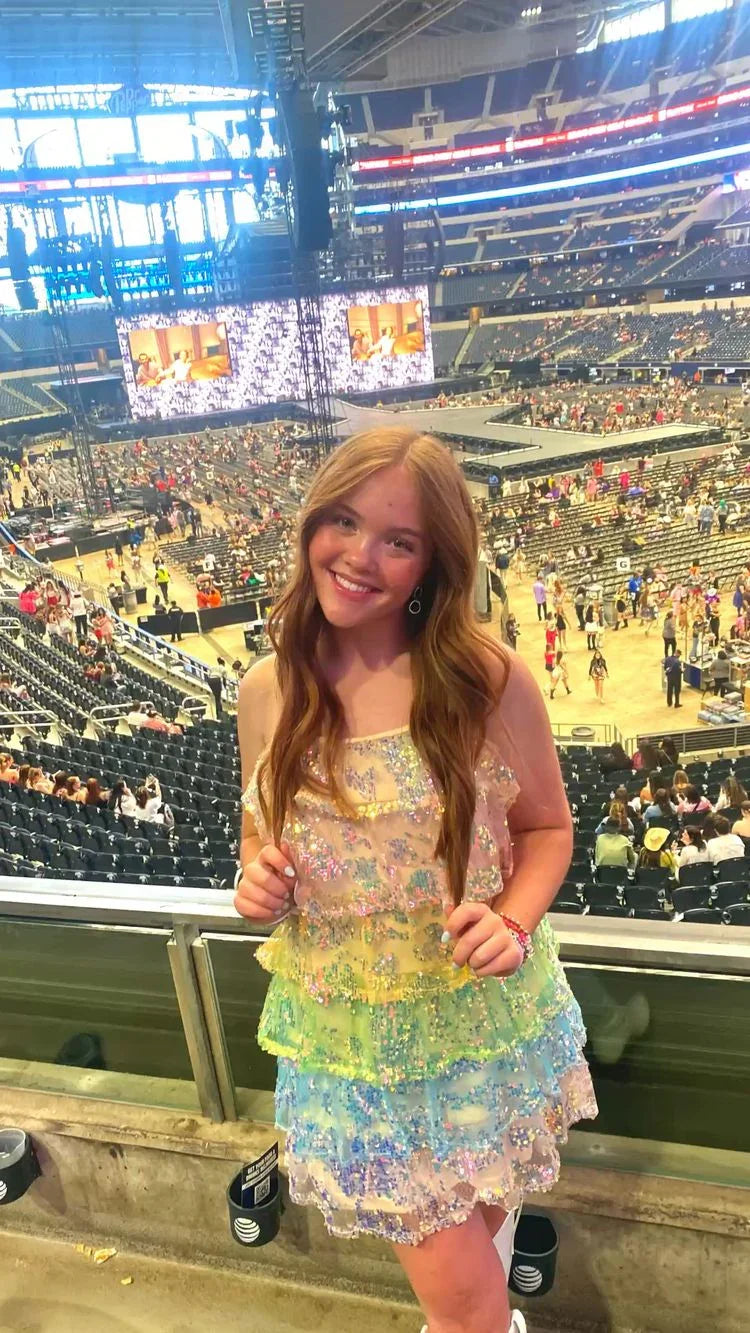 Vestido de Baile de Gala para Mulheres com Brilhos e Sequins em Camadas Y2476