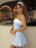 Sommerliche Ärmellose Trägerlose Mini-Röhrchenkleider Für Damen Outfit Casual Patchwork Bodycon Strand Urlaub Partykleid Heimkehrkleid Y7261