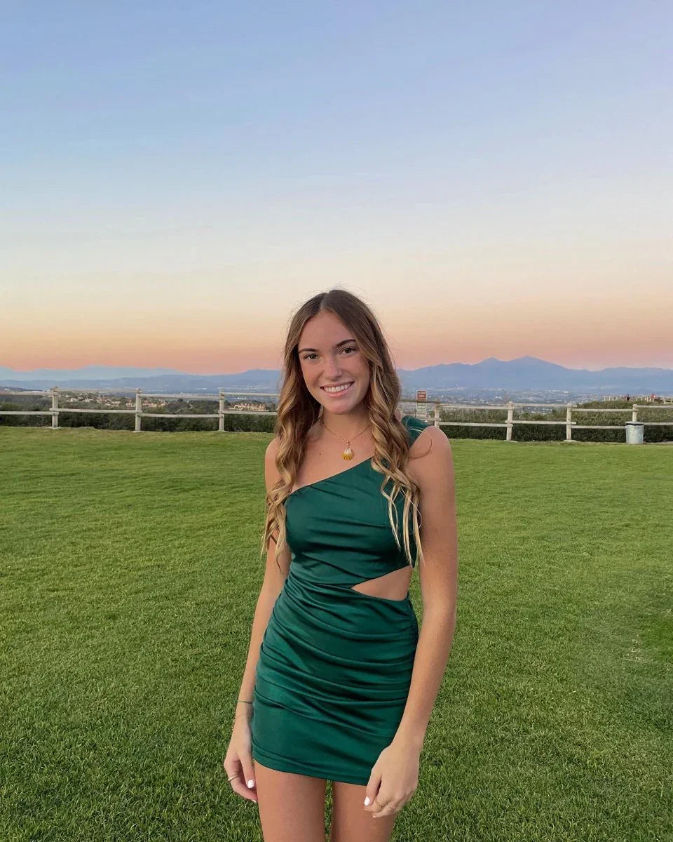 Sexy Grünes Homecoming-Kleid mit Taillenausschnitt Y2661