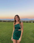 Sexy Grünes Homecoming-Kleid mit Taillenausschnitt Y2661