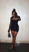Reizvolles schwarzes figurbetontes Kleid Minikleid für den Homecoming Ball Y2755