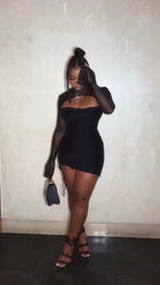 Reizvolles schwarzes figurbetontes Kleid Minikleid für den Homecoming Ball Y2755