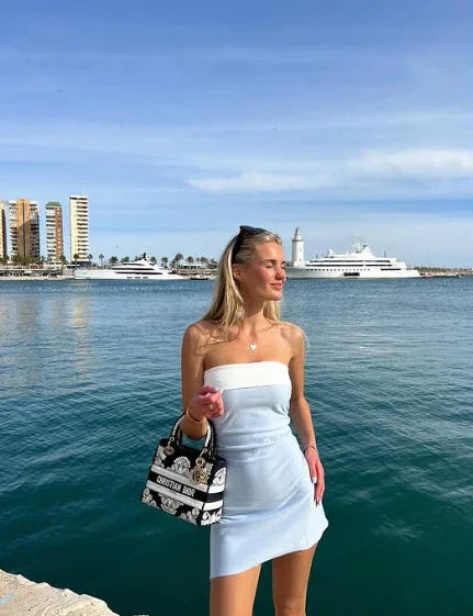 Sommerliche Ärmellose Trägerlose Mini-Röhrchenkleider Für Damen Outfit Casual Patchwork Bodycon Strand Urlaub Partykleid Heimkehrkleid Y7261