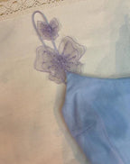 Lila Tüll A-Linien Partykleid mit Trägern Homecoming Kleid mit Blumen Y8143